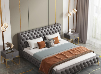 Bed 2x Bedside table 3 pcs Bedroom Set Design Modern Luxury Bedroom sets